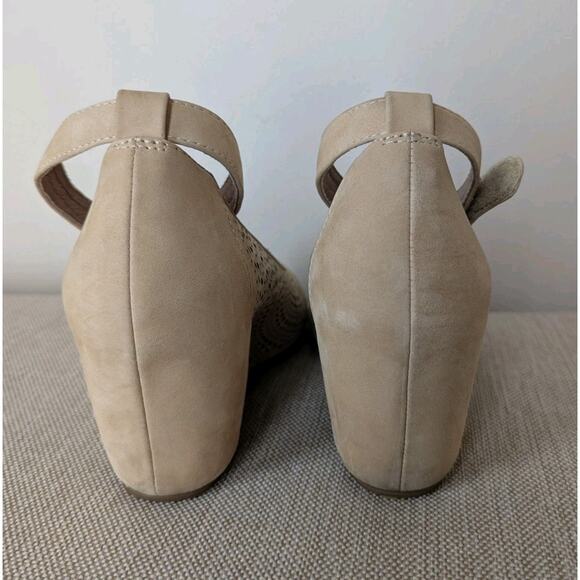 Jeffrey Campbell Cirque Size 9M Beige Cut Out Wedge Heel Leather Ankle Strap - Picture 3 of 8